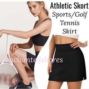 Athletic Skort Tennis Skirt Sports Golf Spandex Shorts UV UPF Black Size Medium